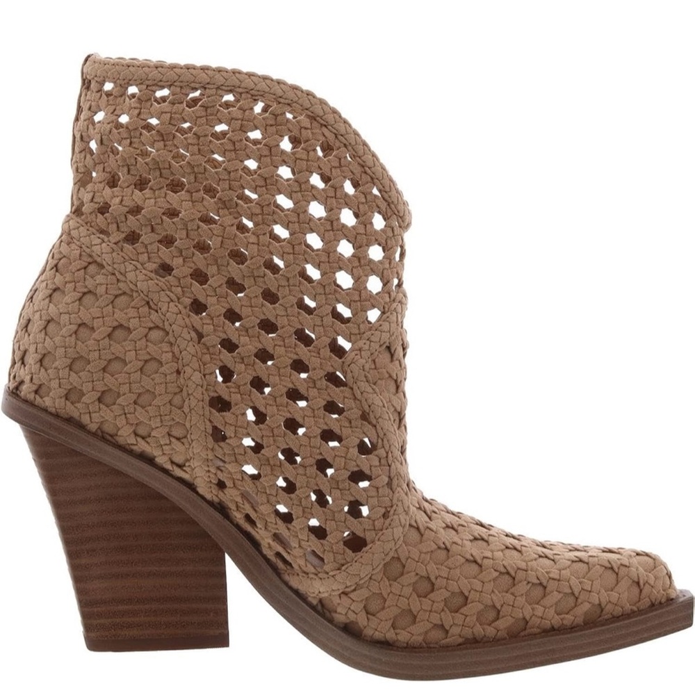 Rare Jessica Simpson Tan Ankle Booties with Perforated Design